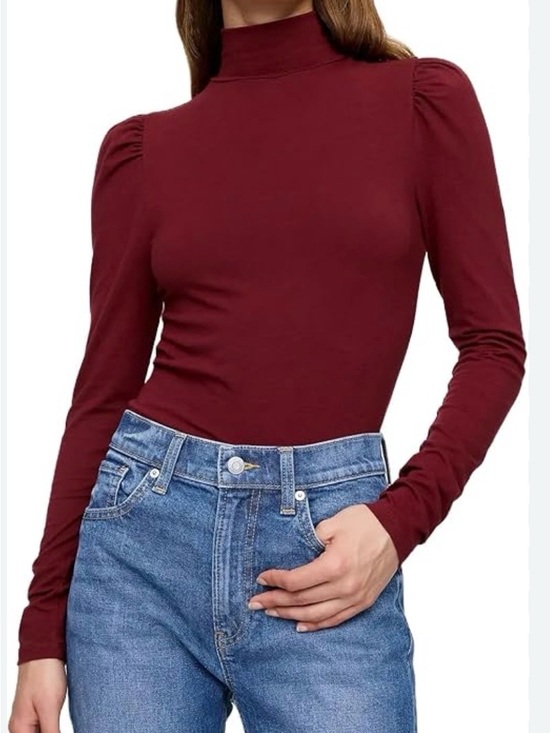 GAP Tops - NWT GAP Mockneck Long-Sleeve Top in Burgandy Size Small